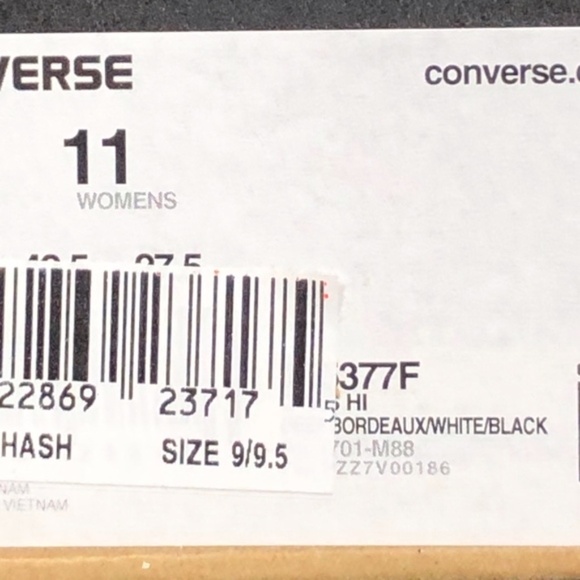 Converse CTAS Hi Deep Bordeaux White Black Shoes - Picture 8 of 8